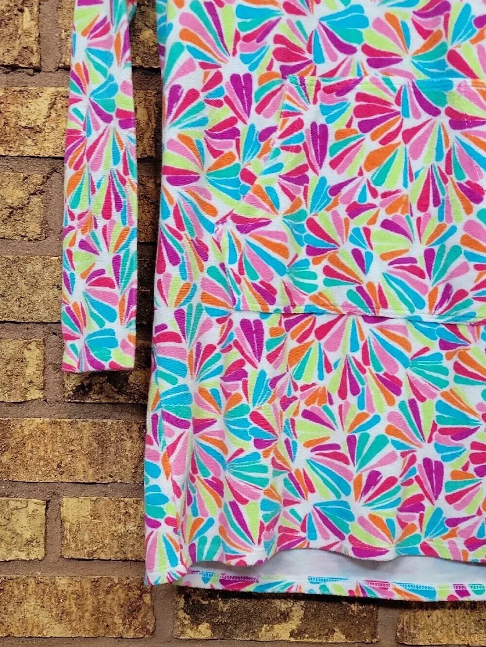 Lands' End Girls Hooded Swim Cover Up Beach Summer Colorful Print Size XL 14/16